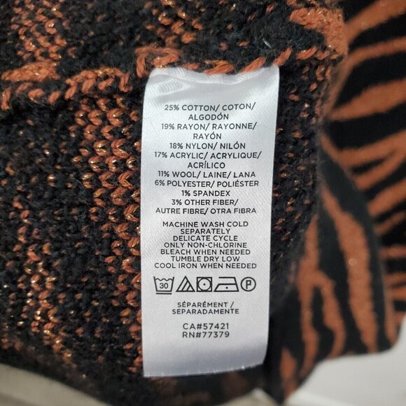 Ann Taylor Dress Womens Small Black Bronze Shimmer Zebra Print Sweater Knit NEW - Picture 6 of 10